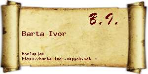 Barta Ivor névjegykártya